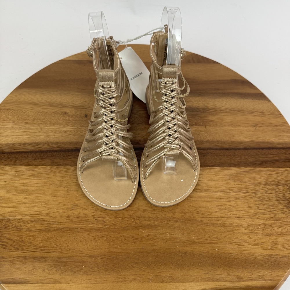 New NWOB Little Kids Nordstrom Amira Rose Gold Gladiator Strappy Sandals Size 13